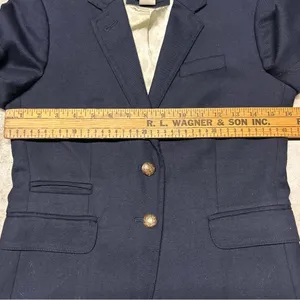 J. Crew Classic Schoolboy Navy Wool Women’s Blazer Size 0 Gold Button Up thumbnail 6