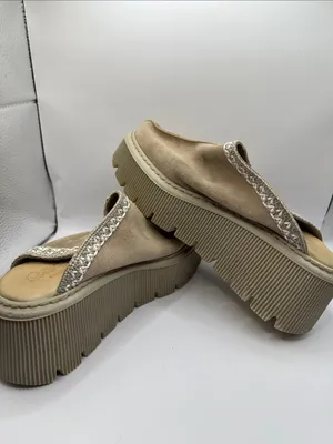 Carlo Pera Italy Taupe Platform Mule Clogs Leather Braided Trim Slip On EU 40 thumbnail 6