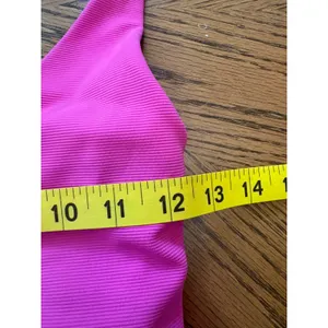Wilo The Label Hot Pink Ribbed One Piece Swimsuit Cross Back Small‎ thumbnail 3