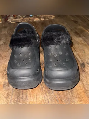BEBE Women's Black Furry Platform Strap Fall winter Clogs Shoes 38-39 size 8 thumbnail 6