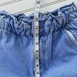 Zara Paperbag Waist Jeans Small Light Wash High Rise Ruffle Denim Mom Pants thumbnail 11