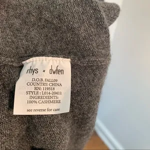 Rhys Dwfen Women's Size Small Wrap Cardigan Sweater Dark Gray 100% Cashmere thumbnail 9