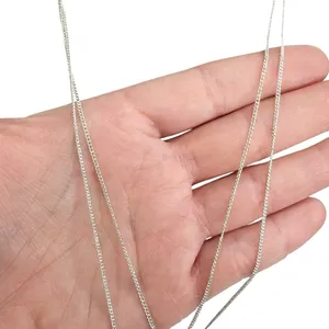 Cubic Zirconia Double Layered Dainty Silver Chain Necklace thumbnail 6