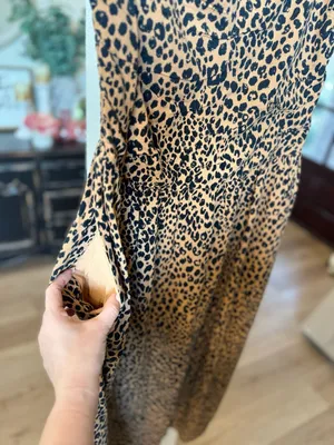 Universal Thread Women's Strapless Smocked Bodice Leopard Print Midi Dress thumbnail 2