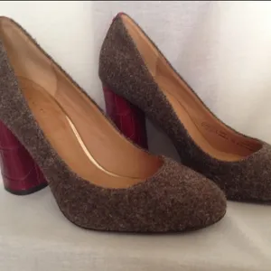 Coach Sandbordeaux Felt Croc Pump Heel formal classic fall round toe logo $250 thumbnail 2