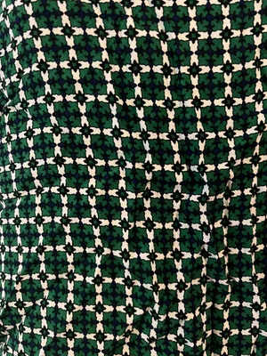 H&M Shirt Womens Small Green White Geometric Print Short Sleeve Keyhole Blouse thumbnail 4