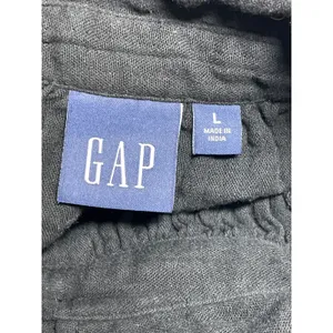GAP Black Collared Flutter Sleeve Button Tiered Mini A-Line Shirt Dress Size L thumbnail 3