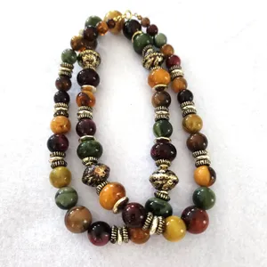 Vintage Multicolor Beaded Necklace Classic Retro Jewelry thumbnail 4