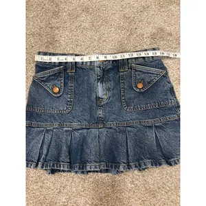 Reclaimed Vintage Y2K Denim Pleated Mini Skirt Womens US 6 Blue Low Rise thumbnail 5