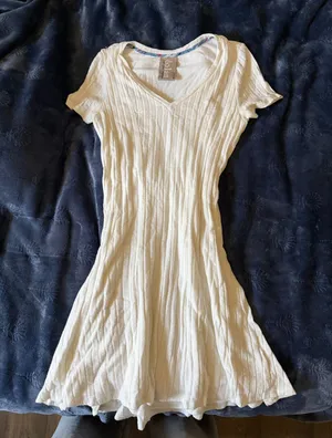 Dolan Anthropologie Dress Left Coast Ribbed Cream Small thumbnail 1