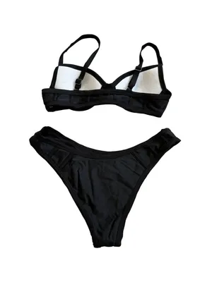 REFORM Swim Black Bikini Swimsuit Set Sz XS Top Sz M Bottoms thumbnail 2