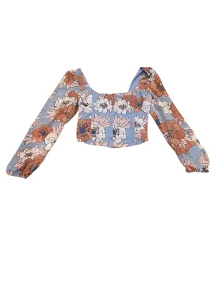 Aritzia Wilfred Grace Bustier Floral Cottage Soft Iris Cropped Poetic Top S thumbnail 4