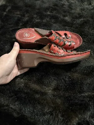 ARIAT Red Leather Sandals Size 9 strappy huaraches shoes thumbnail 3