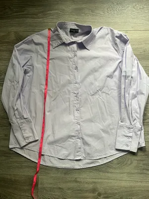 White Fox Lavender Oversized Black Long Sleeve Cotton Button Down Preppy S/M thumbnail 7
