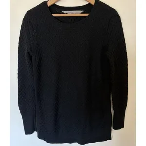 Athleta Merino Wool Blend Honeycomb Knit Pullover Sweater Minimalist Black Small thumbnail 2