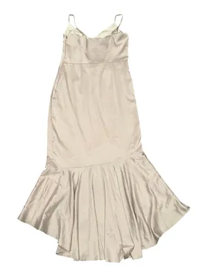 Chi Chi Minka Satin Slip Dress Long Bias Cut Blush Champagne Color Uk 14 thumbnail 4