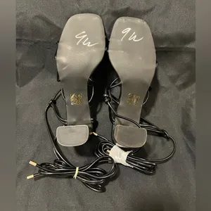 Elegant Women’s Lace Up Square Toe Black Heels Size US 9 thumbnail 2