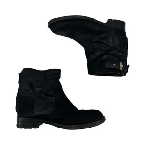 Tory Burch Selena distressed suede leather moto boots black zip close TB size 8 thumbnail 2