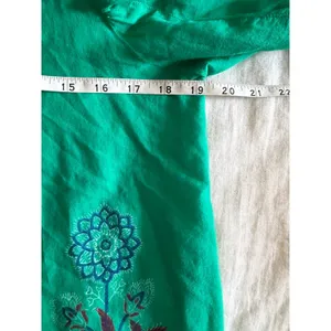 Oliphant Blouse Womens XS Ruffle Green Floral Puff Sleeve Tuckerneck thumbnail 7