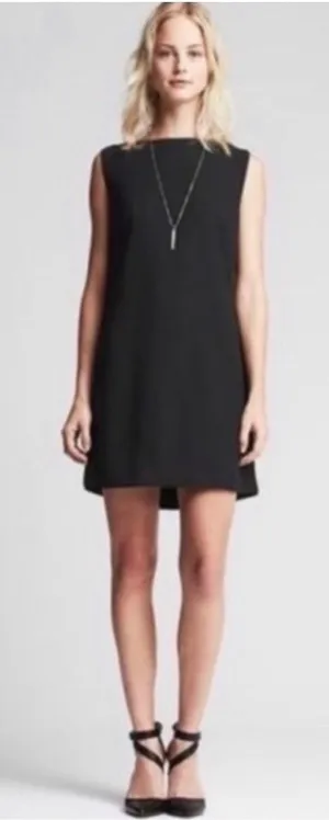 Banana Republic Shift Dress Womens 2 Black Draped Open Back Cocktail Minimalist thumbnail 1