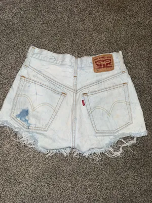 Levi's 501 Original Cut-Off High Rise Acid Wash Denim Shorts thumbnail 2