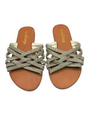 Epic Step Womens Sandals Strappy Slides Glitter Gold Size 6 thumbnail 2