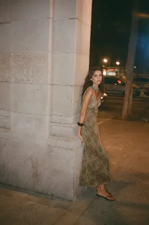 Zara Leopard Animal cheetah Print Evening Gown with Scarf maxi dress thumbnail 10