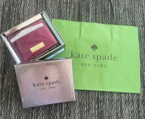Kate Spade Card Holder Kenzie Metallic Saffiano Lunar NWT Gift Shopping Bag Plum thumbnail 1
