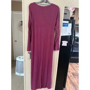 Women's Unbranded Burgundy Ribbed Cutout Maxi Dress XL thumbnail 3