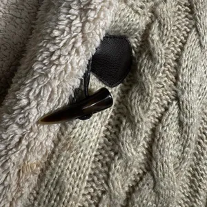 S196. Colza cream cable knit cardigan with toggle buttons. Size M thumbnail 4