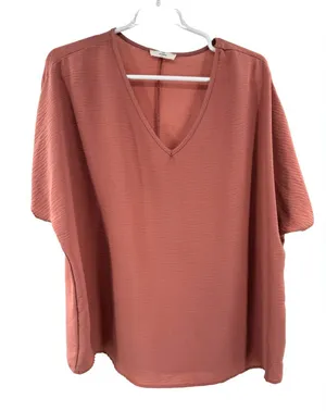 Entro Dusty Rose Blouse cap sleeve L lightweight office work casual layering thumbnail 1