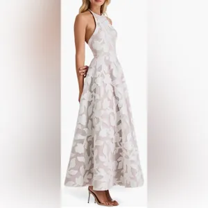 NWT HELSI Alexandria Halter Fit & Flare White midi maxi Dress sz M thumbnail 3