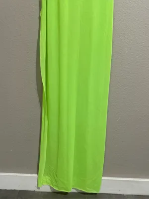 SKIMS Neon Green Sheer Mesh Maxi Dress Swim Coverup Women’s Size Large thumbnail 11
