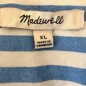Madewell stripped Blue White Oversized Lagenlook Button Down Long SZ XL #2677 thumbnail 9