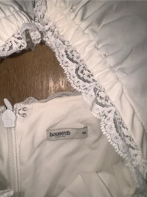 House of CB white mini dress with lace trim, size XS thumbnail 2