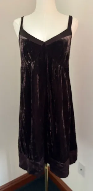 GAP Velvet Midi Slip Dress in Dark Brown thumbnail 1