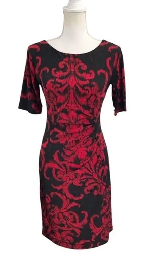 Connected Apparel Women's Elbow Sleeve Printed Sheath Dress Size 4 Petite NWOT thumbnail 1