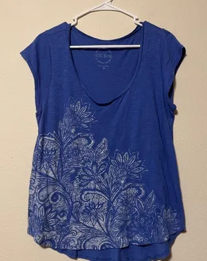 Lucky Brand Blue Paisley Short Sleeve Top thumbnail 1