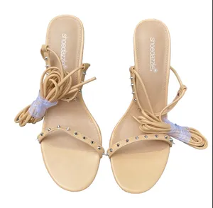 ✨ NEW ShoeDazzle Size 8.5 Nicoletta Nude Beige Studded Strappy Sandals Stilettos Heels $50.00 ✨ thumbnail 5