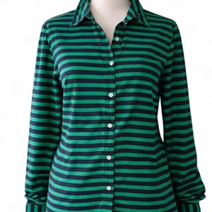 J.Crew Button Down‎ Shirt Green Navy Blue Small Striped Preppy Work Office thumbnail 1