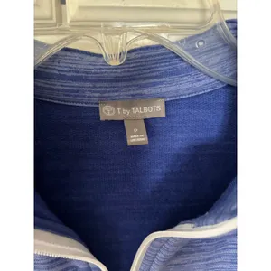 T by Talbots Womens Blue Space Dye Full Zip Mock Neck Active Jacket Petite P thumbnail 2