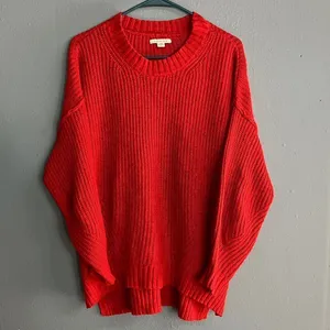 American Eagle Dreamspun Dolman Sleeve Red Knit Oversized Crewneck Sweater #722 thumbnail 3