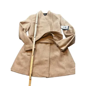 NWT Coffee Shop Apparel Womens Camel Belted Wool Blend Coat Size S thumbnail 8