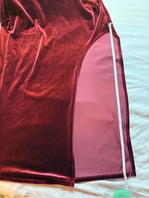 Wild Fable Burgundy Velvet Strapless Maxi Dress Slit XXS thumbnail 4