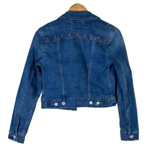 Levi's Cropped Trucker Denim Jacket Medium Wash Studded Western Size S thumbnail 5