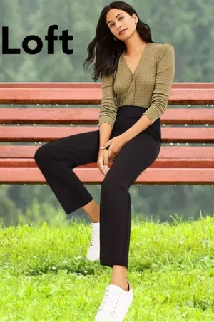 Loft black straight legged slacks thumbnail 1