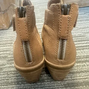 Eileen Fisher‎ Derby Ankle Boots Tan Nubuck Leather Stacked Heel Preppy Career 6 thumbnail 3