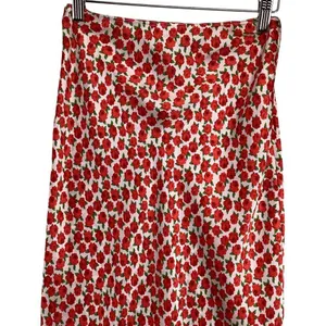 Topshop Womens Maxi Skirt SIze‎ 2 Red Floral Print Long Satin Full Length thumbnail 5