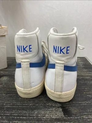 Nike White & Blue Leather Blazer Mid 77 Game Royal Hi Top Sneaker Shoes 9.5 thumbnail 4