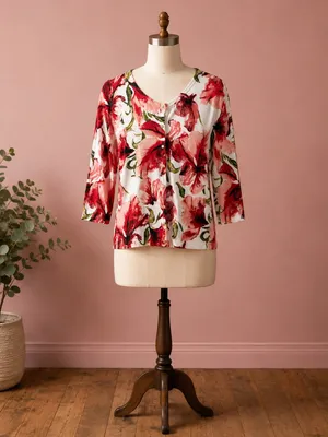 Beautiful floral 3/4 sleeve Cardigan thumbnail 1